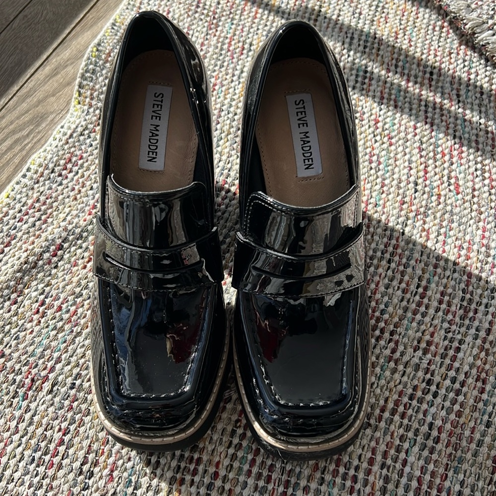 Steve Madden Patent leather platform loafers (I think the style is named Randy)